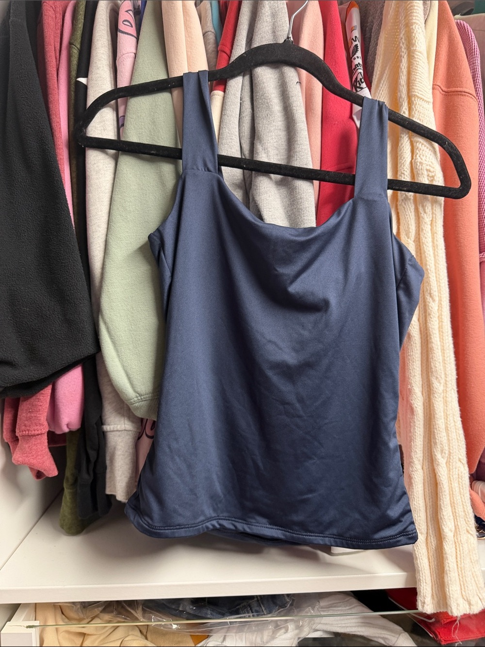 Women’s Navy Scoop Neck Cami with Wide Straps